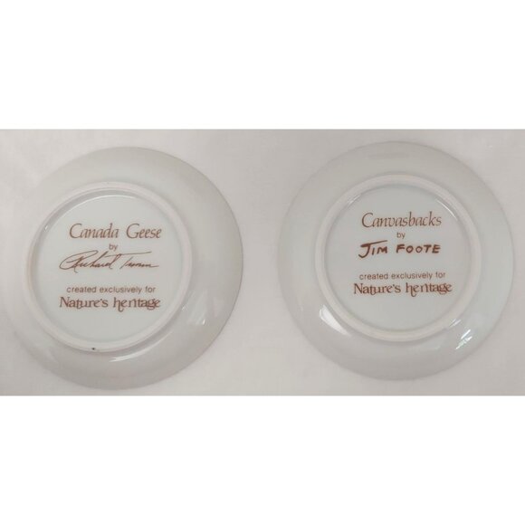 Nature's Heritage Plates Lot Of 2 Plates Canvasback and Canada Geese 4" Vintage - Picture 5 of 5